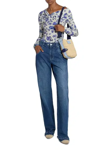 Isabel Marant Women's Danka Floral Ruched Stretch-Silk Top | Thumbnail 2
