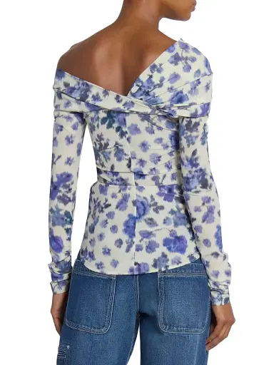 Isabel Marant Women's Danka Floral Ruched Stretch-Silk Top | Thumbnail 5