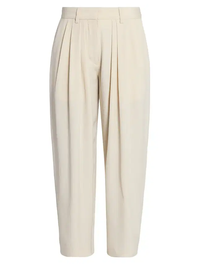 Women's Janice Pleated-Front Silk-Blend Pants - Ecru
