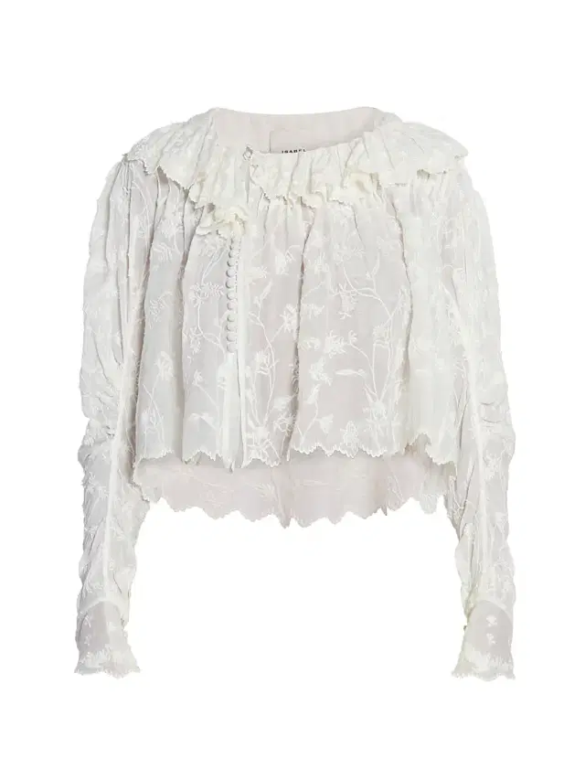 Women's Zelly Silk-Blend Cropped Blouse - White
