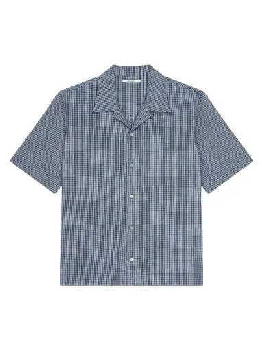 Givenchy Men's Checked Shirt in Cotton with Paris Embroidery - Blue - Size 17 | Thumbnail 1 Givenchy Men's Checked Shirt in Cotton with Paris Embroidery - Blue - Size 17 | Thumbnail 1