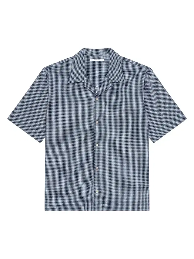 Men's Checked Shirt in Cotton with Paris Embroidery - Blue
