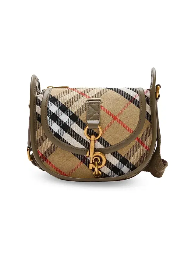 Burberry Women's B Clip Mini Check Crossbody Bag - Sand
