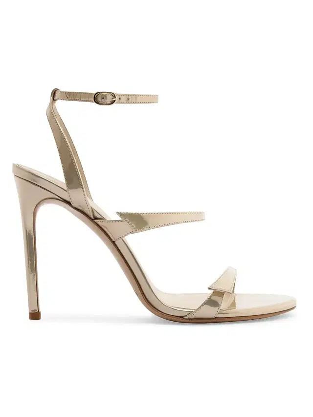Alexandre Birman Women's Tita 100MM Metallic Leather Sandals - Yellow