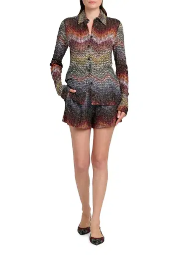 Missoni Women's Meander-Chevron Wefted-Loom Shorts - Dark Multi - Size 12 | Thumbnail 2