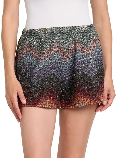 Missoni Women's Meander-Chevron Wefted-Loom Shorts - Dark Multi - Size 12 | Thumbnail 3