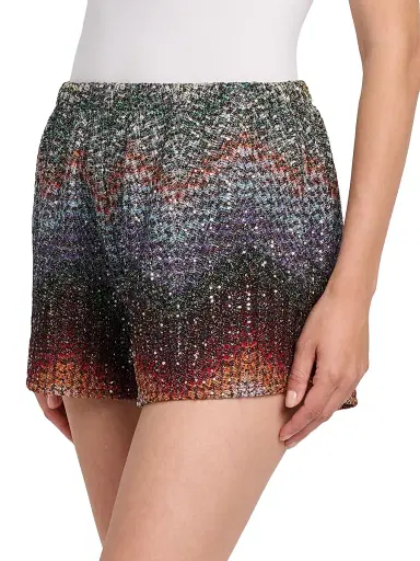 Missoni Women's Meander-Chevron Wefted-Loom Shorts - Dark Multi - Size 12 | Thumbnail 4