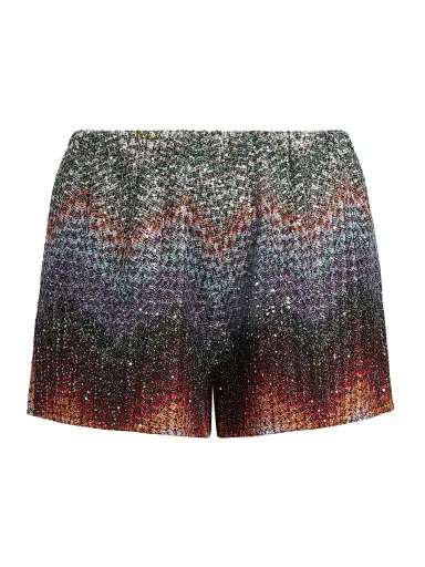 Missoni Women's Meander-Chevron Wefted-Loom Shorts - Dark Multi - Size 12 | Thumbnail 1