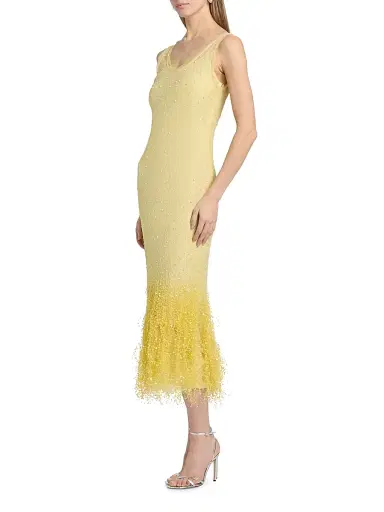 Simkhai Women's Irisa Ombré Beaded Midi-Dress - Buttercream - Size 10 | Thumbnail 4 Simkhai Women's Irisa Ombré Beaded Midi-Dress - Buttercream - Size 10 | Thumbnail 4