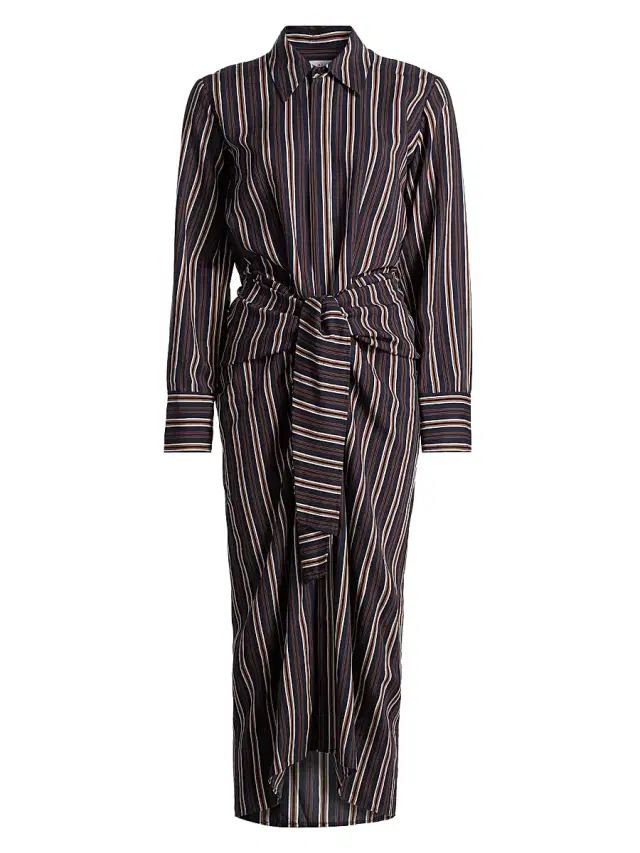 Women's Mila Striped Midi-Shirtdress - Night Blue Mint
