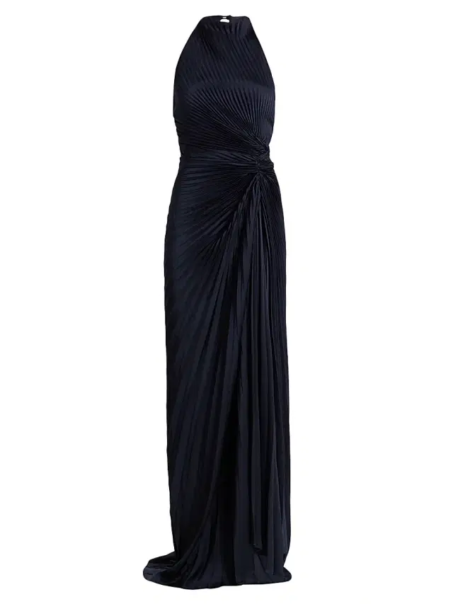 Women's Romy Pleated Satin Gown - Night Blue