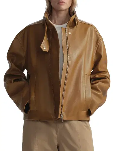 A.L.C. Women's Hudson Leather Jacket - Oiled Oak | Thumbnail 3 A.L.C. Women's Hudson Leather Jacket - Oiled Oak | Thumbnail 3