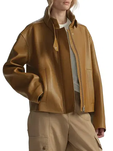 A.L.C. Women's Hudson Leather Jacket - Oiled Oak | Thumbnail 4 A.L.C. Women's Hudson Leather Jacket - Oiled Oak | Thumbnail 4