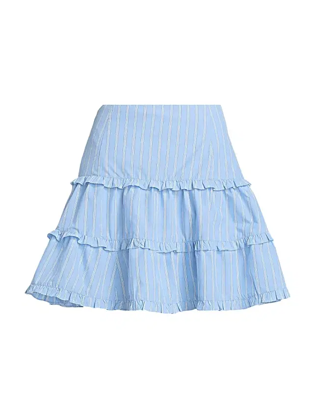 Cinq à Sept Women's Thea Lili Striped Tiered Miniskirt - Blue Multi