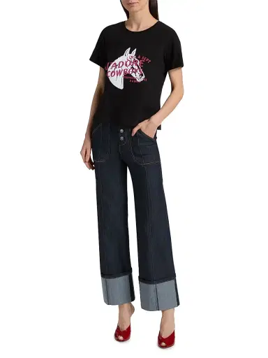 Cinq à Sept Women's J'Adore Cowboys Diamond Cross Ranch Shrunken T-Shirt | Thumbnail 2