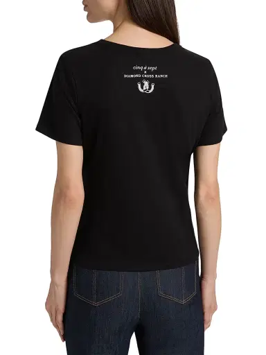 Cinq à Sept Women's J'Adore Cowboys Diamond Cross Ranch Shrunken T-Shirt | Thumbnail 5