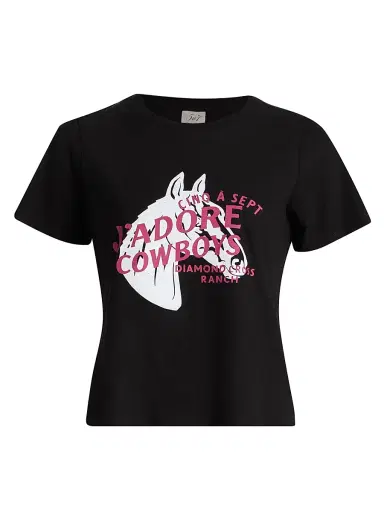 Cinq à Sept Women's J'Adore Cowboys Diamond Cross Ranch Shrunken T-Shirt | Thumbnail 1