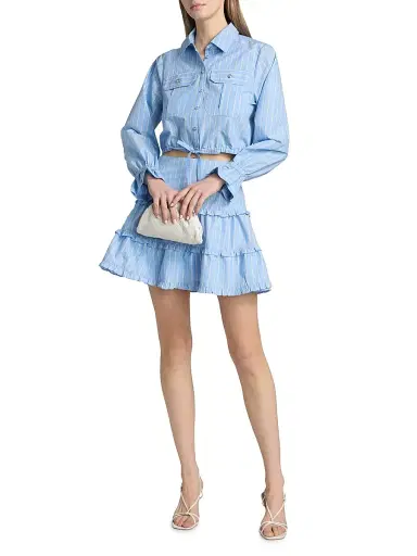 Cinq à Sept Women's Prezley Lili-Striped Tie-Waist Crop Shirt - Blue Multi | Thumbnail 2 Cinq à Sept Women's Prezley Lili-Striped Tie-Waist Crop Shirt - Blue Multi | Thumbnail 2