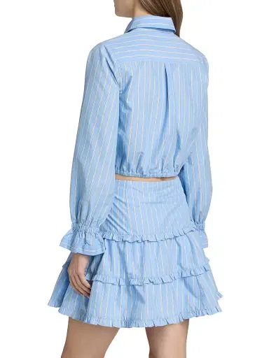 Cinq à Sept Women's Prezley Lili-Striped Tie-Waist Crop Shirt - Blue Multi | Thumbnail 5 Cinq à Sept Women's Prezley Lili-Striped Tie-Waist Crop Shirt - Blue Multi | Thumbnail 5
