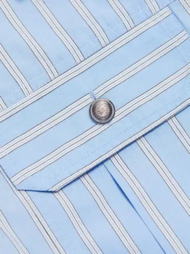 Cinq à Sept Women's Prezley Lili-Striped Tie-Waist Crop Shirt - Blue Multi | Thumbnail 7 Cinq à Sept Women's Prezley Lili-Striped Tie-Waist Crop Shirt - Blue Multi | Thumbnail 7