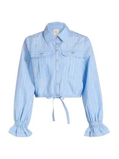 Cinq à Sept Women's Prezley Lili-Striped Tie-Waist Crop Shirt - Blue Multi | Thumbnail 1 Cinq à Sept Women's Prezley Lili-Striped Tie-Waist Crop Shirt - Blue Multi | Thumbnail 1