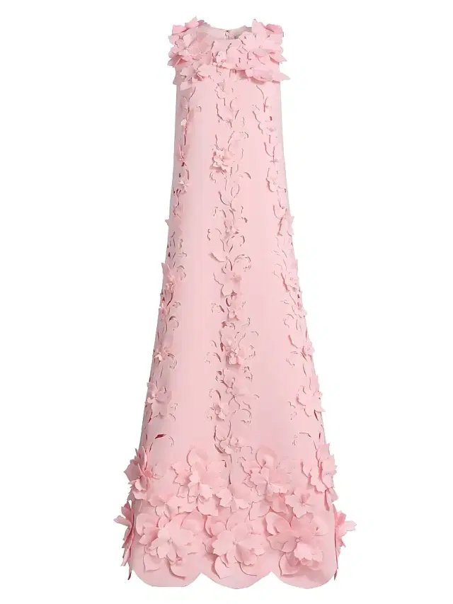 Badgley Mischka Women's Floral-Appliqué Embellished Gown - Blush