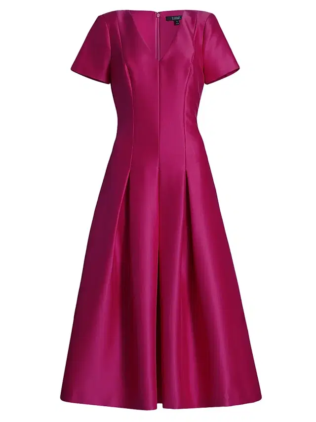 Badgley Mischka Women's Satin Cocktail Midi-Dress - Fuschia