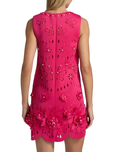 BADGLEY MISCHKA Women's Imitation Pearl-Embellished Floral Cut-Out Cocktail Dress | Thumbnail 5
