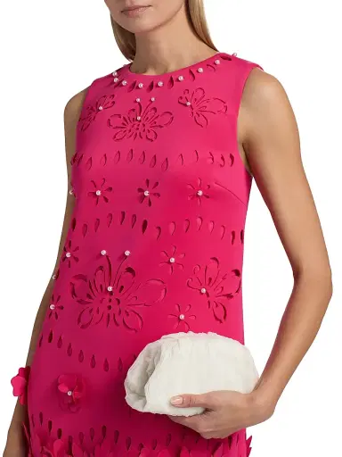 BADGLEY MISCHKA Women's Imitation Pearl-Embellished Floral Cut-Out Cocktail Dress | Thumbnail 6