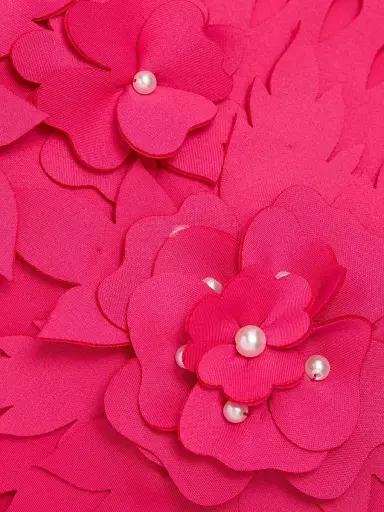 BADGLEY MISCHKA Women's Imitation Pearl-Embellished Floral Cut-Out Cocktail Dress | Thumbnail 7