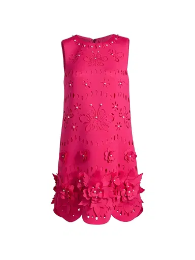 BADGLEY MISCHKA Women's Imitation Pearl-Embellished Floral Cut-Out Cocktail Dress | Thumbnail 1