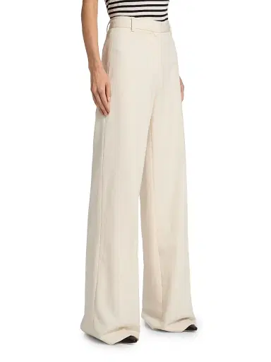 Nili Lotan Women's Rivers Wool Wide-Leg Pants - Stone | Thumbnail 4 Nili Lotan Women's Rivers Wool Wide-Leg Pants - Stone | Thumbnail 4