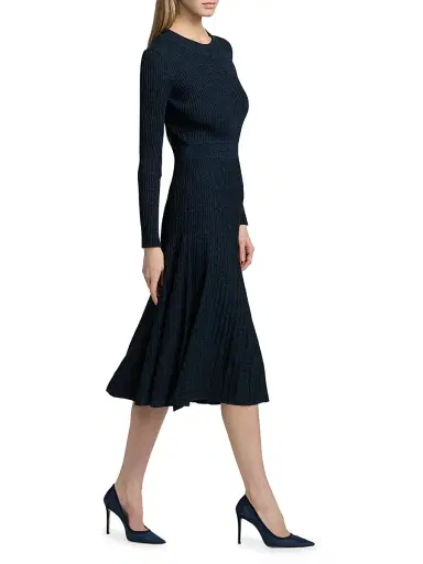 Elie Tahari Women's The Sandra Ribbed Midi-Dress - Blue Palace Noir Marle | Thumbnail 4