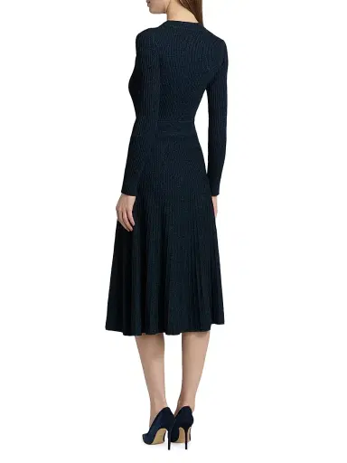 Elie Tahari Women's The Sandra Ribbed Midi-Dress - Blue Palace Noir Marle | Thumbnail 5