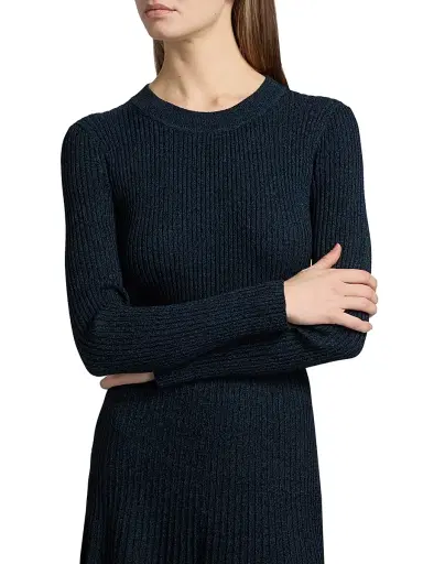 Elie Tahari Women's The Sandra Ribbed Midi-Dress - Blue Palace Noir Marle | Thumbnail 6
