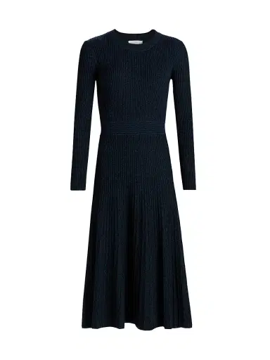 Elie Tahari Women's The Sandra Ribbed Midi-Dress - Blue Palace Noir Marle | Thumbnail 1