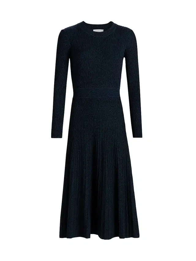 Elie Tahari Women's The Sandra Ribbed Midi-Dress - Blue Palace Noir Marle