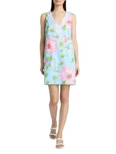 Lilly Pulitzer Women's Sidonie Floral Stretch Shift Minidress - Fresh Water Blue - Size 10 | Thumbnail 2 Lilly Pulitzer Women's Sidonie Floral Stretch Shift Minidress - Fresh Water Blue - Size 10 | Thumbnail 2