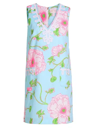 Lilly Pulitzer Women's Sidonie Floral Stretch Shift Minidress - Fresh Water Blue - Size 10 | Thumbnail 1 Lilly Pulitzer Women's Sidonie Floral Stretch Shift Minidress - Fresh Water Blue - Size 10 | Thumbnail 1