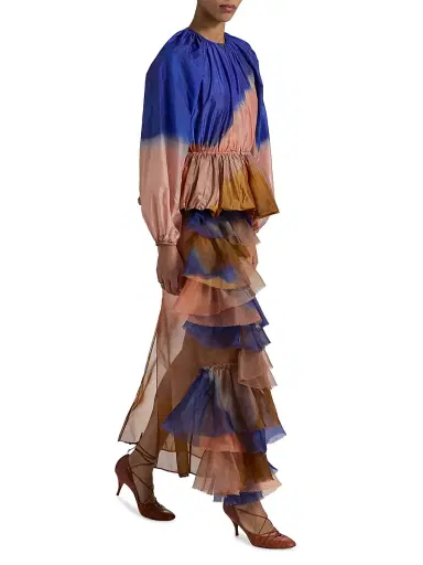 Ulla Johnson Women's Yelena Ruffled Gradient Silk Maxi Skirt | Thumbnail 2 Ulla Johnson Women's Yelena Ruffled Gradient Silk Maxi Skirt | Thumbnail 2
