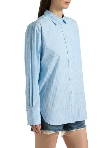 Frame Women's The Striped Boy Shirt - Powder Blue Multi - Size Large | Thumbnail 4 Frame Women's The Striped Boy Shirt - Powder Blue Multi - Size Large | Thumbnail 4