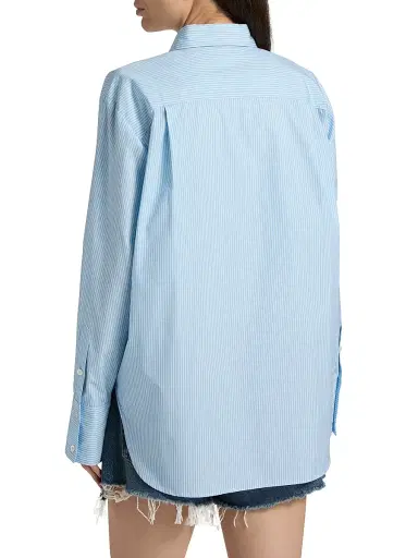 Frame Women's The Striped Boy Shirt - Powder Blue Multi - Size Large | Thumbnail 5 Frame Women's The Striped Boy Shirt - Powder Blue Multi - Size Large | Thumbnail 5