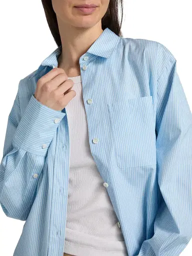 Frame Women's The Striped Boy Shirt - Powder Blue Multi - Size Large | Thumbnail 6 Frame Women's The Striped Boy Shirt - Powder Blue Multi - Size Large | Thumbnail 6