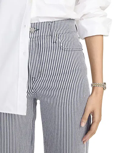 Frame Women's Le Slim Palazzo Striped Jeans - Navy Stripe - Size 31 | Thumbnail 6