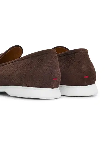 Kiton Men's Etched Suede Penny Loafers | Thumbnail 3 Kiton Men's Etched Suede Penny Loafers | Thumbnail 3