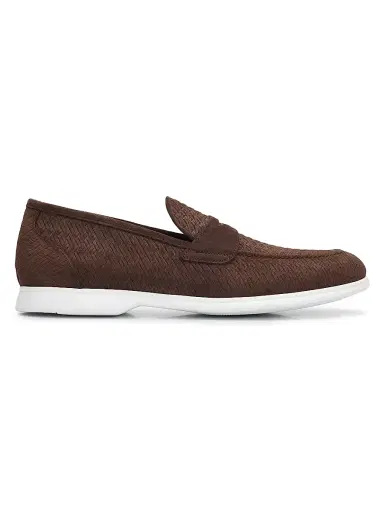 Kiton Men's Etched Suede Penny Loafers | Thumbnail 1 Kiton Men's Etched Suede Penny Loafers | Thumbnail 1