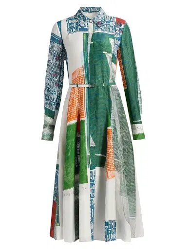 Jason Wu Collection Women's Platter Artwork Silk Shirtdress - Blue Green Multi | Thumbnail 1 Jason Wu Collection Women's Platter Artwork Silk Shirtdress - Blue Green Multi | Thumbnail 1