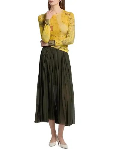 Jason Wu Collection Women's Chiffon Pleated Midi-Skirt - Hunter Green - Size 4 | Thumbnail 2 Jason Wu Collection Women's Chiffon Pleated Midi-Skirt - Hunter Green - Size 4 | Thumbnail 2