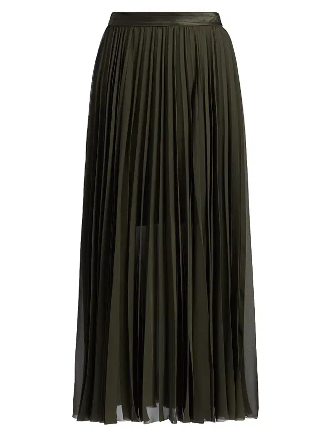 Jason Wu Collection Women's Chiffon Pleated Midi-Skirt - Hunter Green