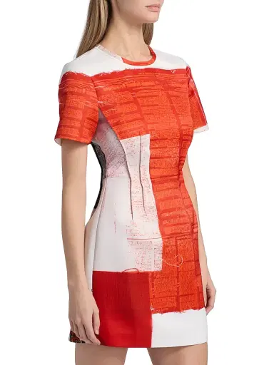 Jason Wu Collection Women's Cat Paws Matte Duchess Minidress - Red Multi - Size 8 | Thumbnail 4
